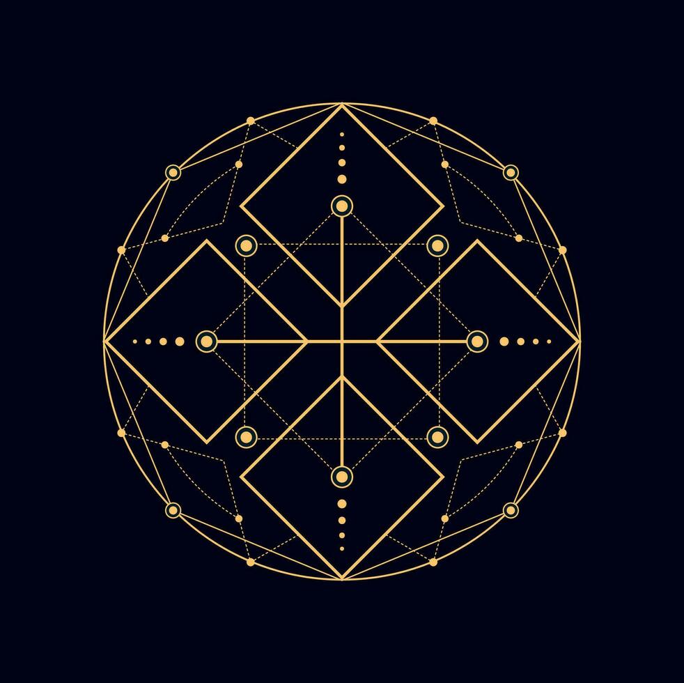 Mystery masonic shape, geometric boho tattoo icon vector