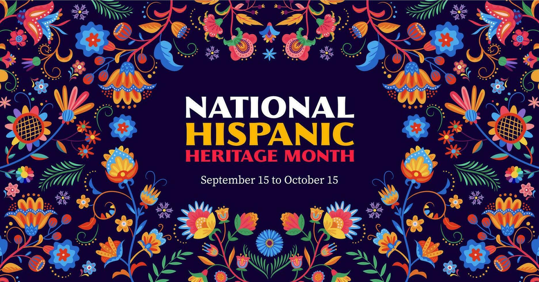 National hispanic heritage month, floral pattern vector