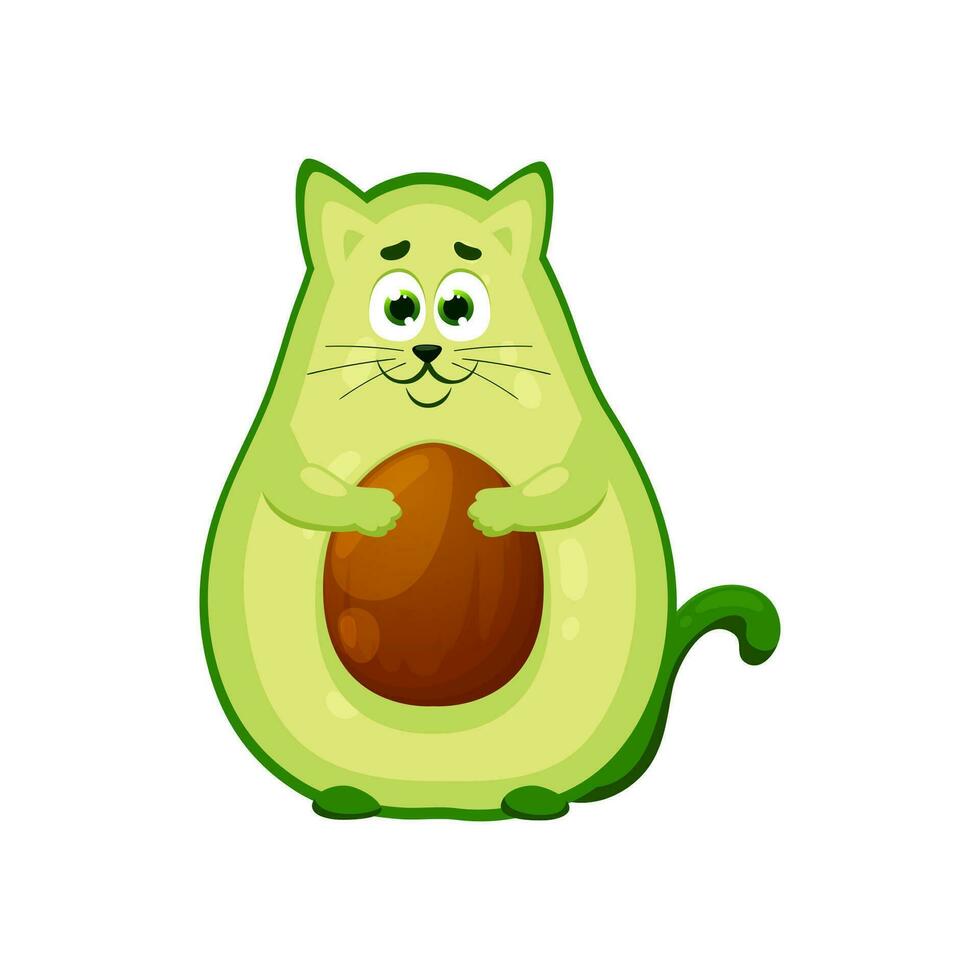 Cartoon avocado cat character whimsical personage vector