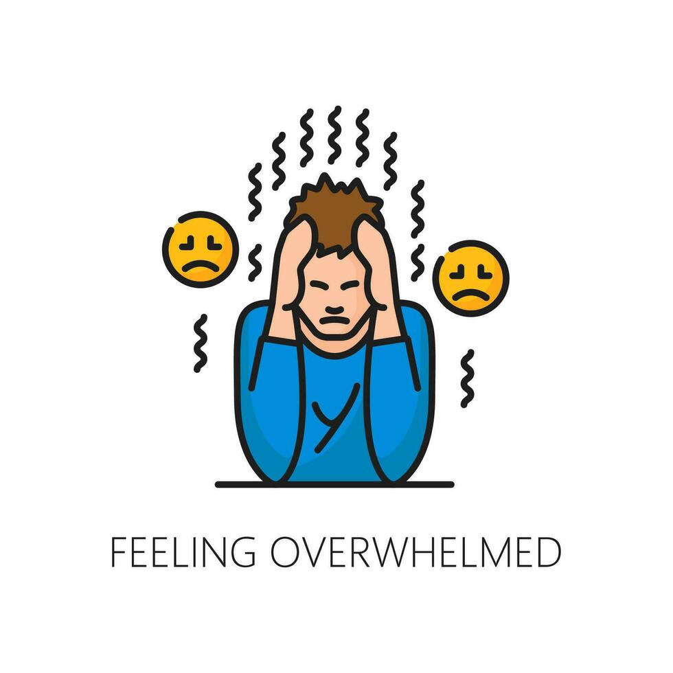 Feeling overwhelmed psychological disorder problem vector