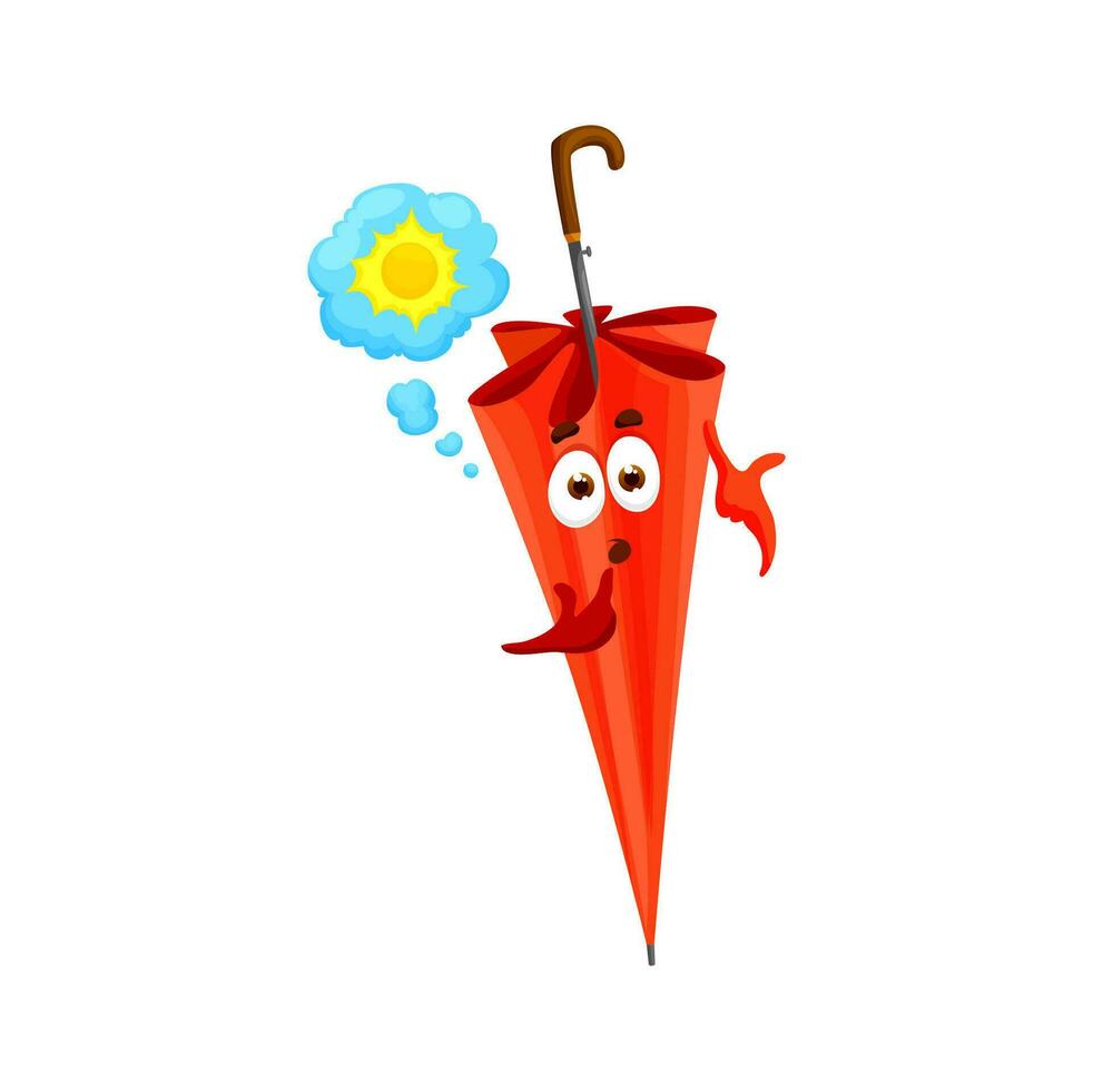 Cartoon red umbrella character, vector parasol