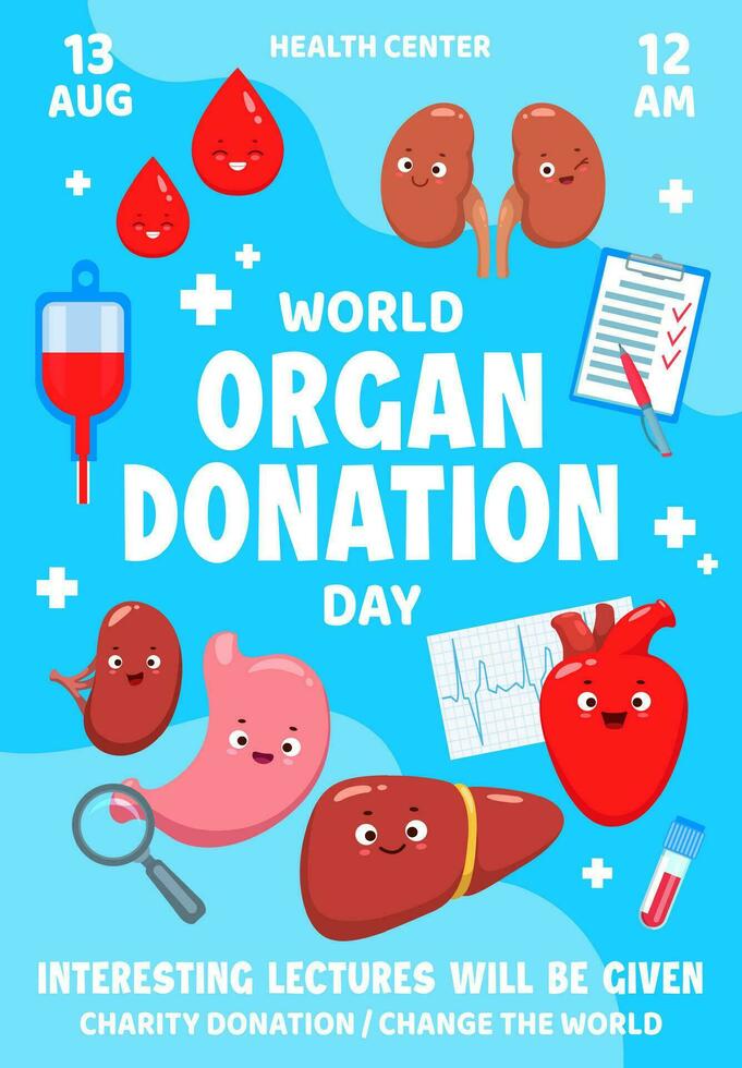 World body organ donation day poster or flyer vector