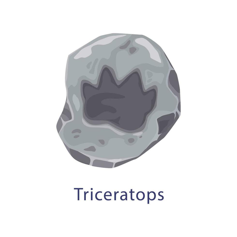 Triceratops dinosaur footprint archeology fossil vector