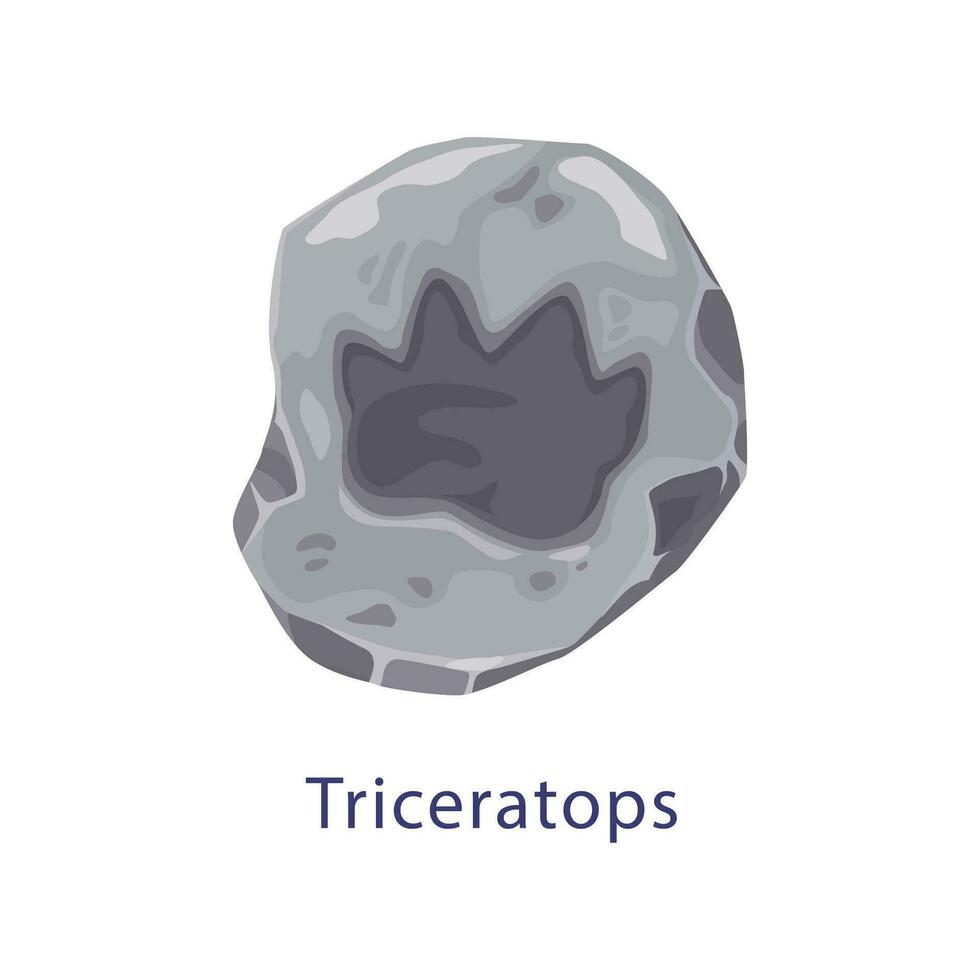 Triceratops dinosaur footprint archeology fossil vector