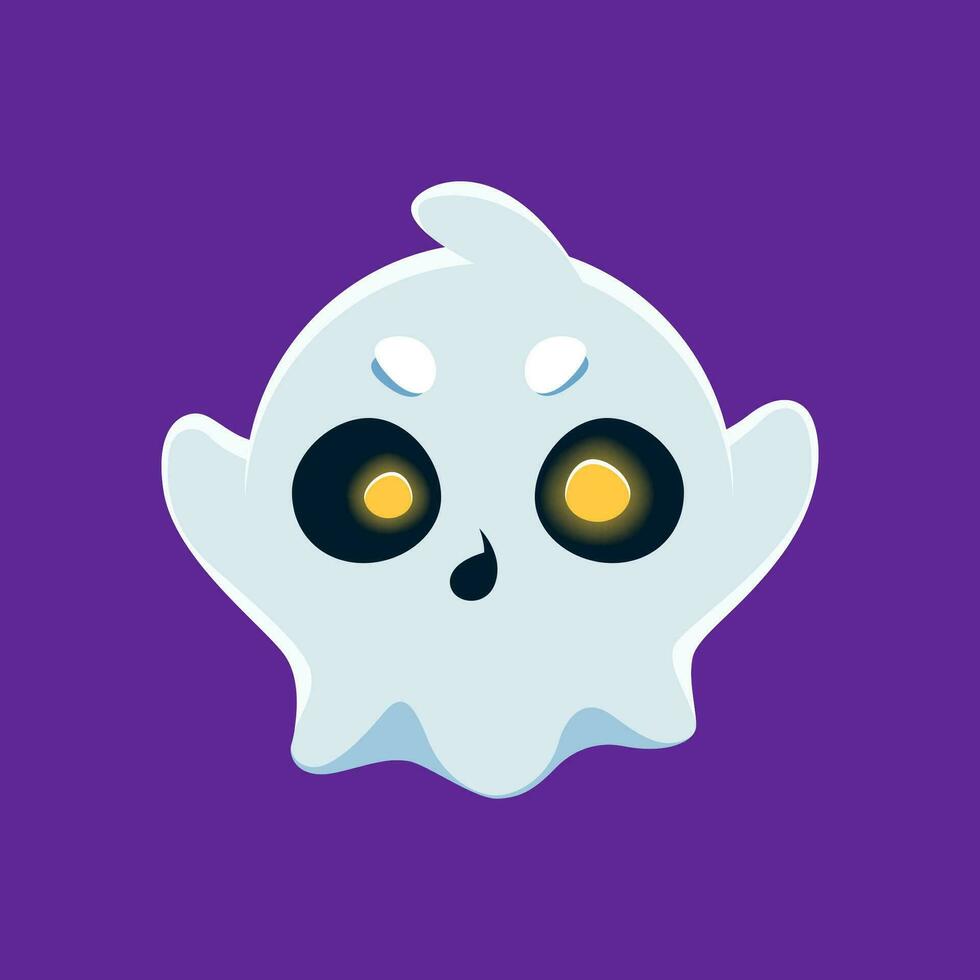 Cartoon Halloween ghost emoji vector character