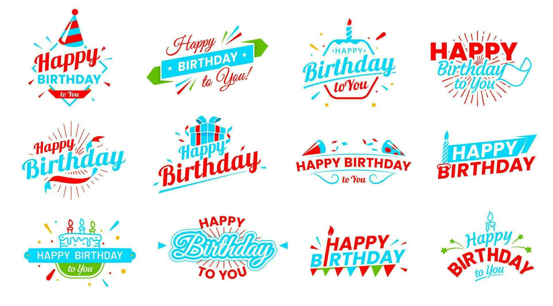 Happy birthday holiday party colorful icons set vector