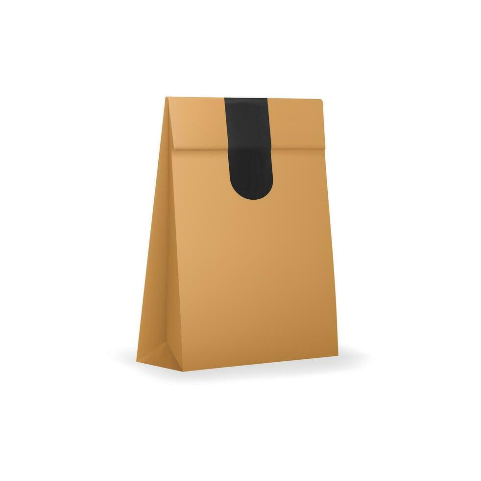 Cardboard paper shopping bag vector mockup