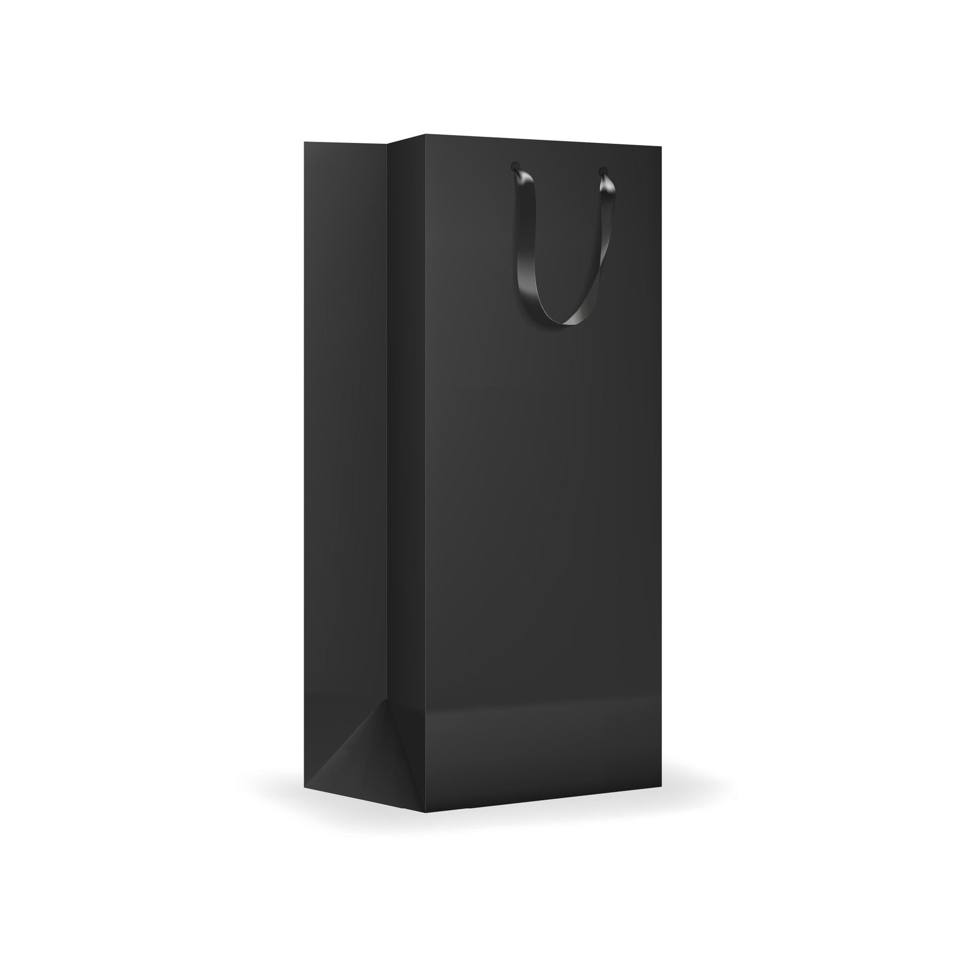 Black paper shopping bag with ribbon handle mockup 27973780 Vector Art