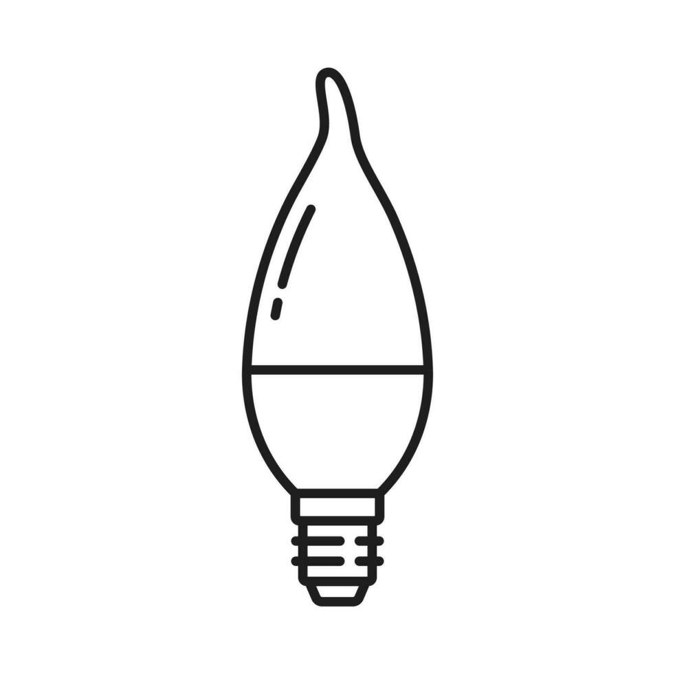 Candle angular light bulb and LED lamp line icon vector