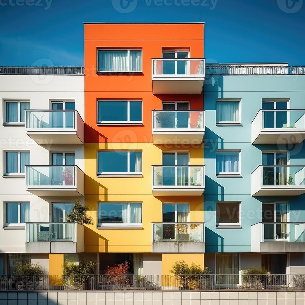 Colorful buildings minimal abstract design, photo