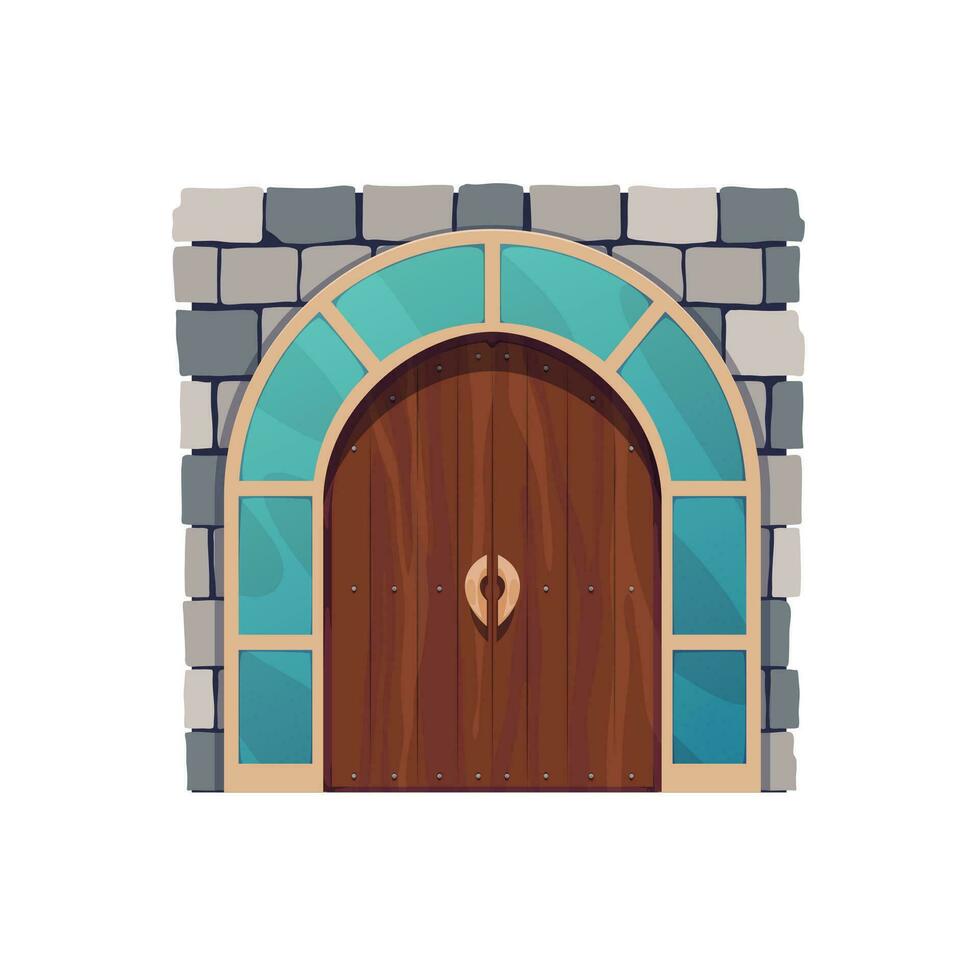 Cartoon medieval castle gate, door or entrance vector