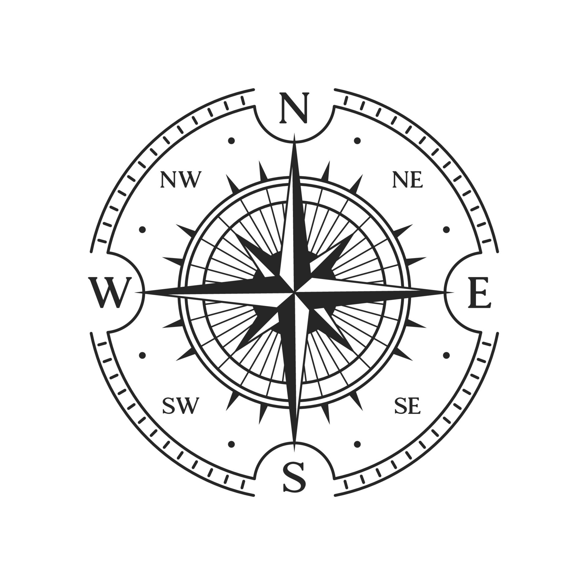 Old compass, vintage map wind rose star directions 27973885 Vector Art ...