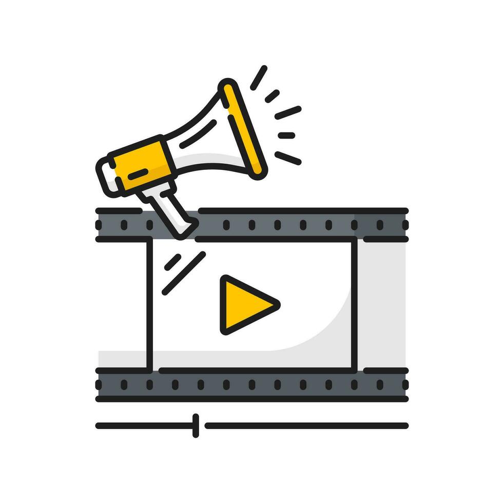 Film strip and megaphone video production icon vector