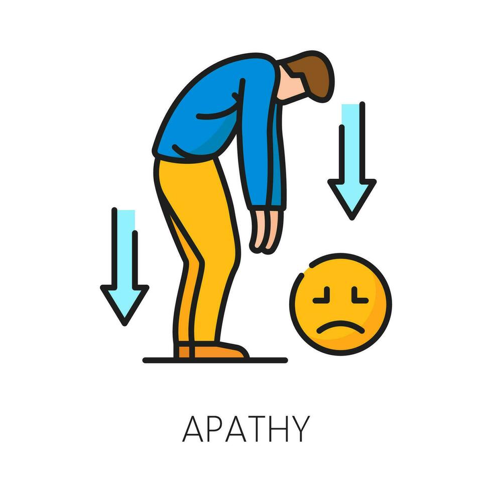 Apathy psychological disorder, mental health icon vector