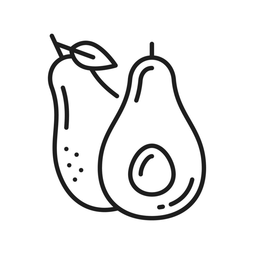 caimán pera, exótico aguacate Fruta bocadillo icono vector
