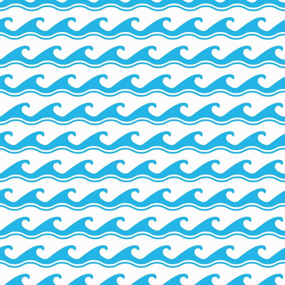 Blue ocean and sea water waves seamless pattern vector