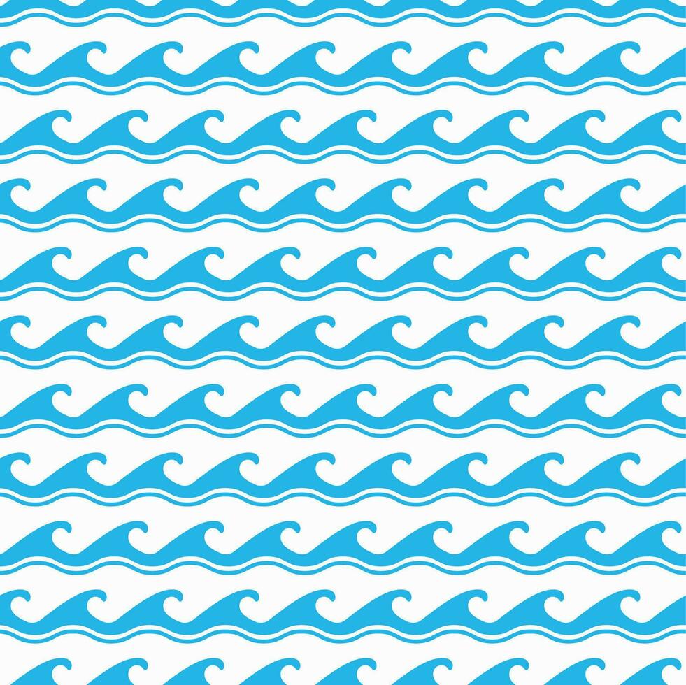 Blue ocean and sea water waves seamless pattern vector