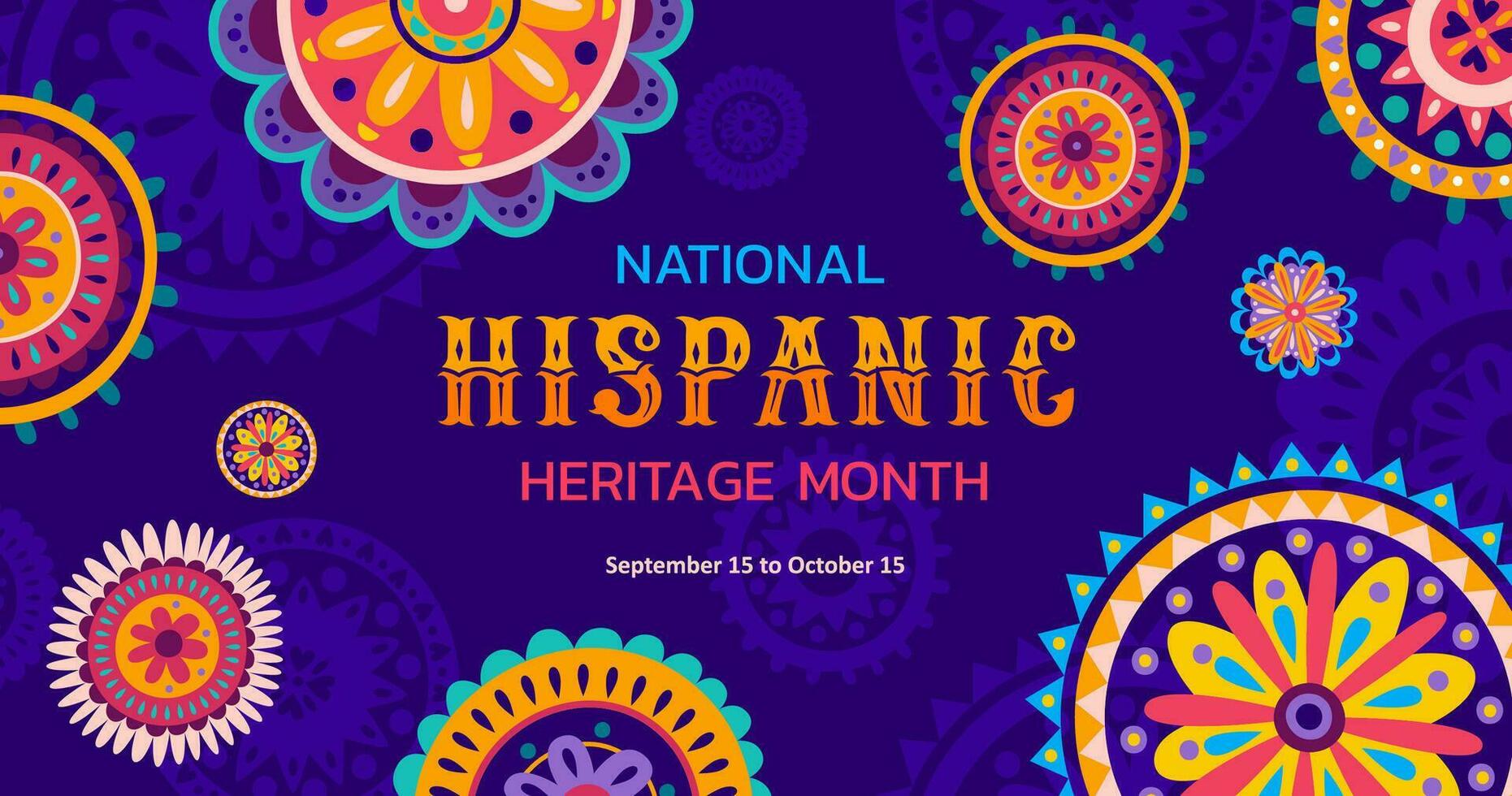 National hispanic month banner with patterns vector