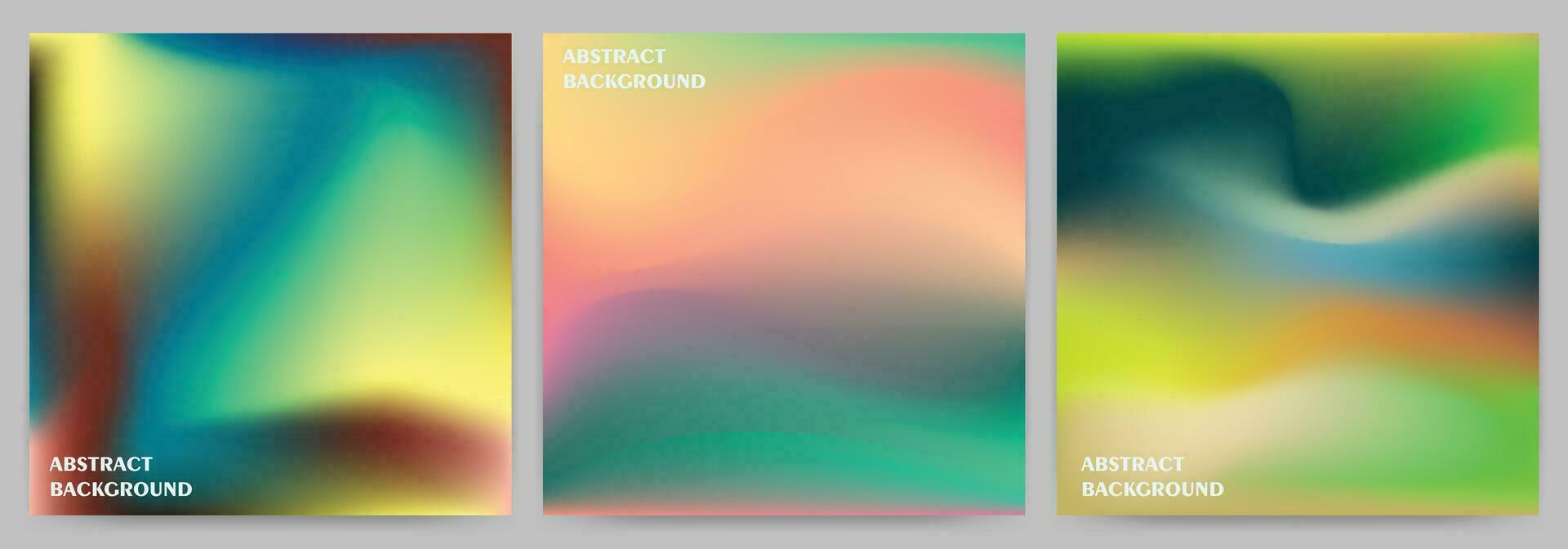 Set of abstract backgrounds with holographic effect, gradient blur. vector