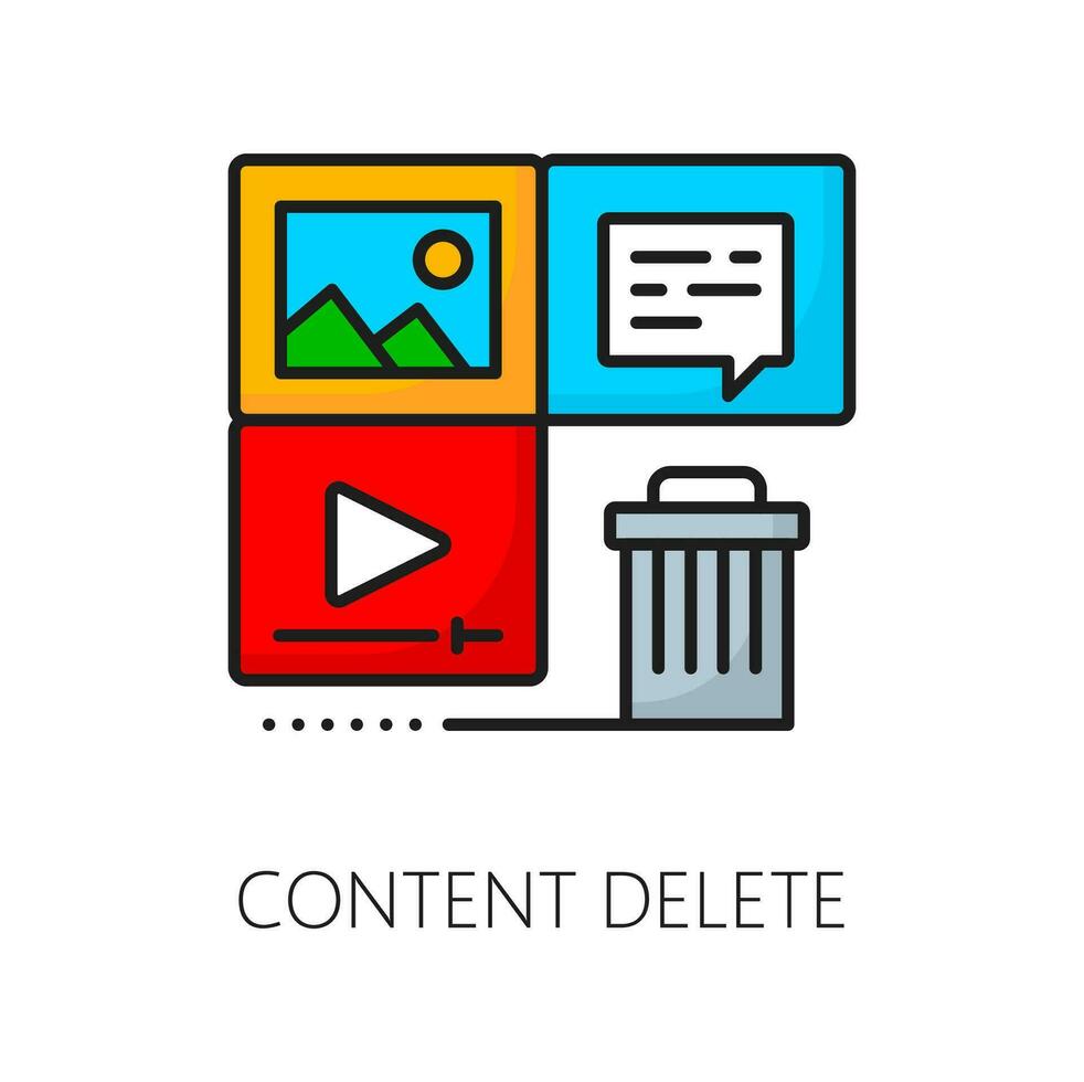 Content delete, CMS content management system icon vector