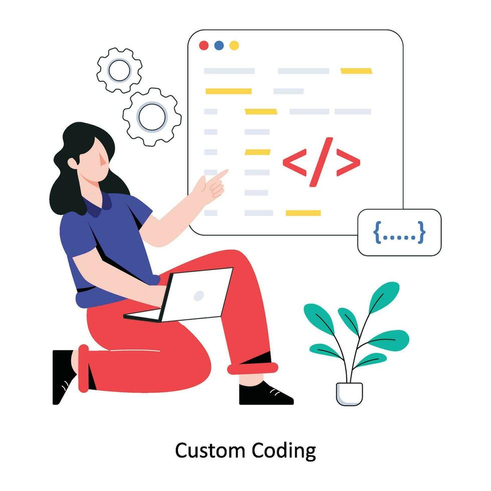 Custom Coding Flat Style Design Vector illustration. Stock illustration