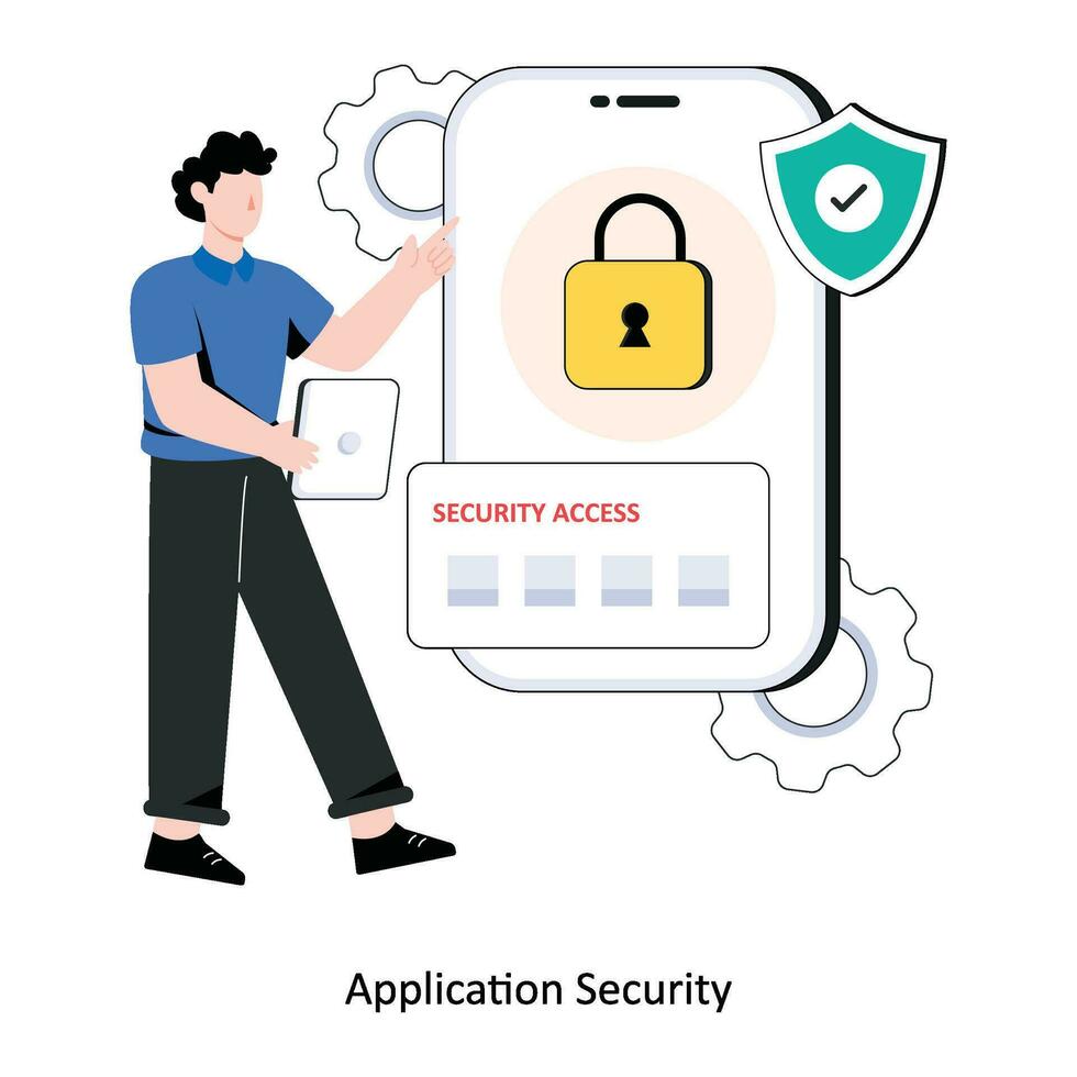 Application Security Flat Style Design Vector illustration. Stock illustration