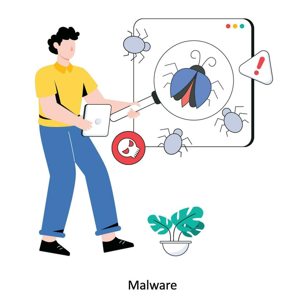 Malware Flat Style Design Vector illustration. Stock illustration