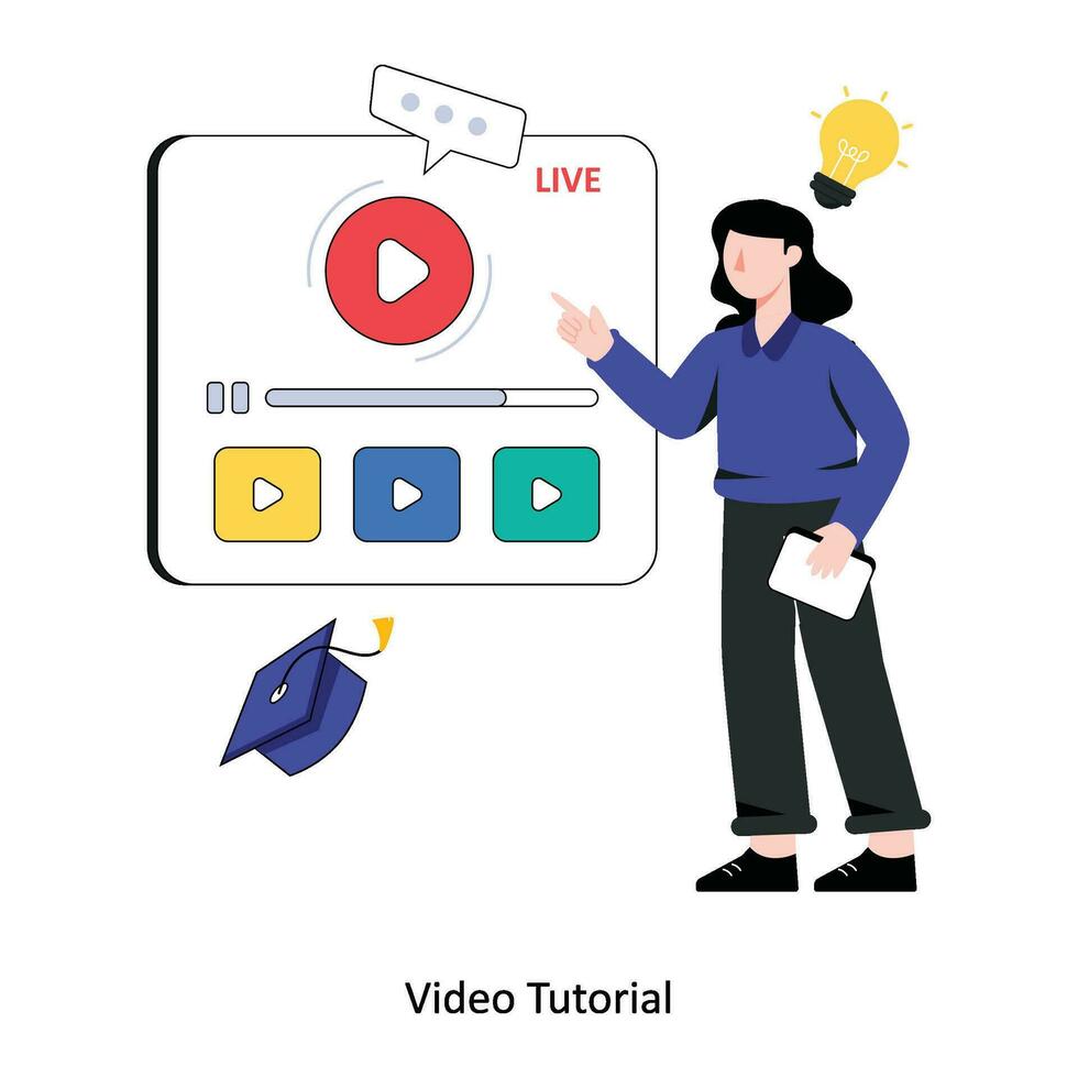 Video Tutorial flat style design vector illustration. stock illustration