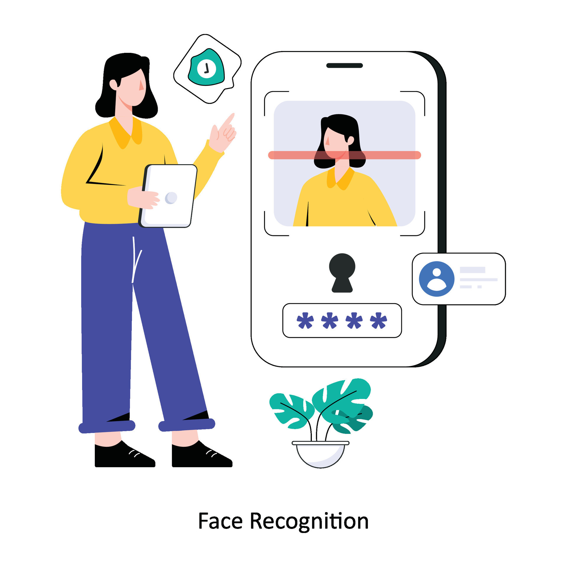 Face Recognition Flat Style Design Vector illustration. Stock