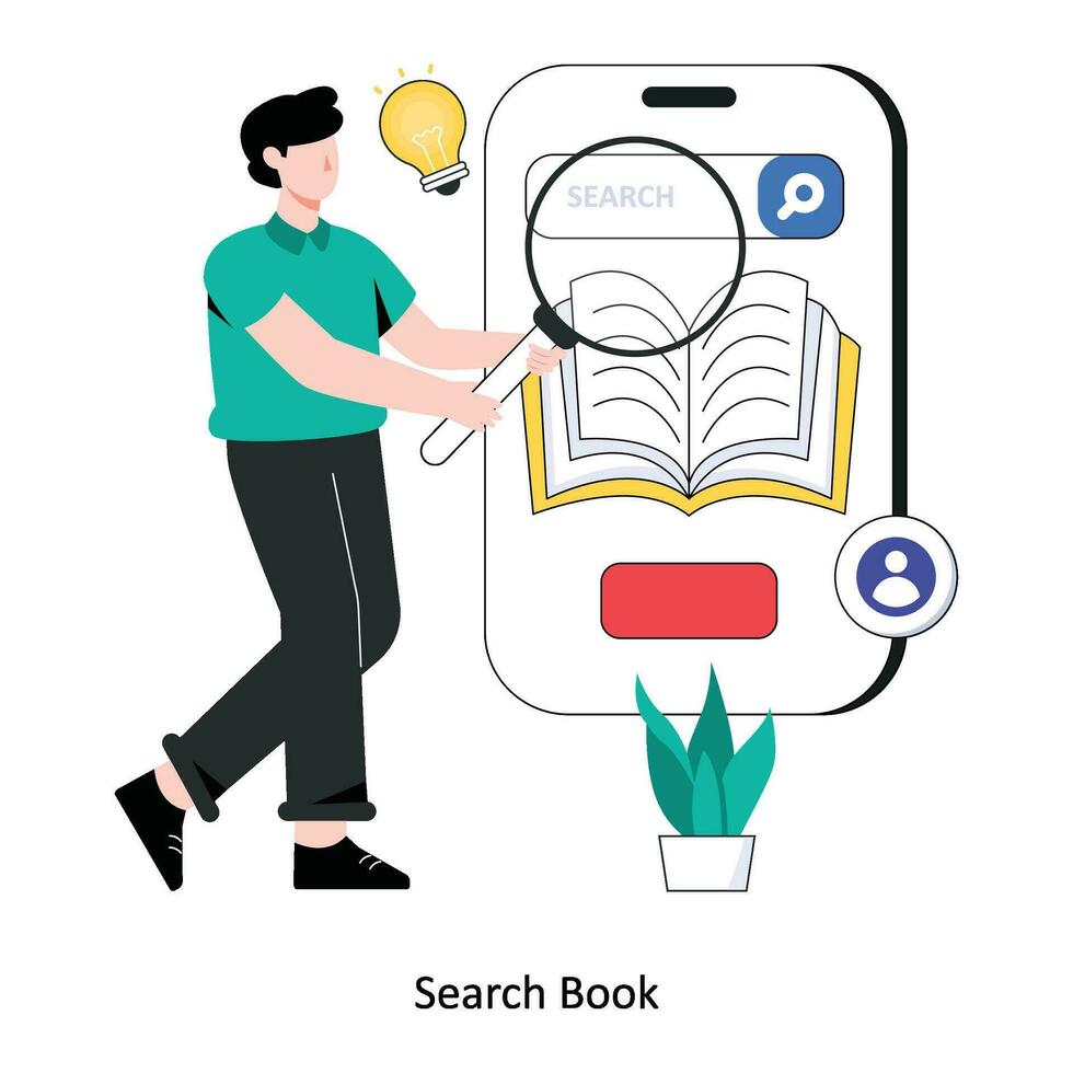 Search Book flat style design vector illustration. stock illustration