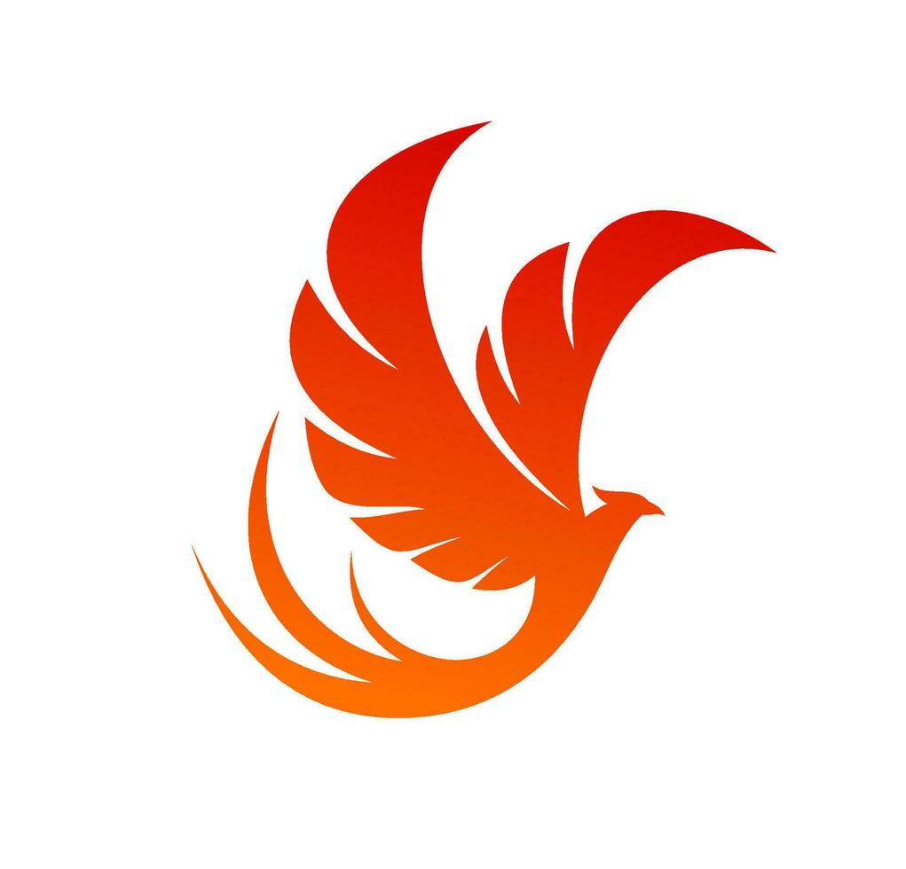 Phoenix bird, fenix flying with wings of fire vector