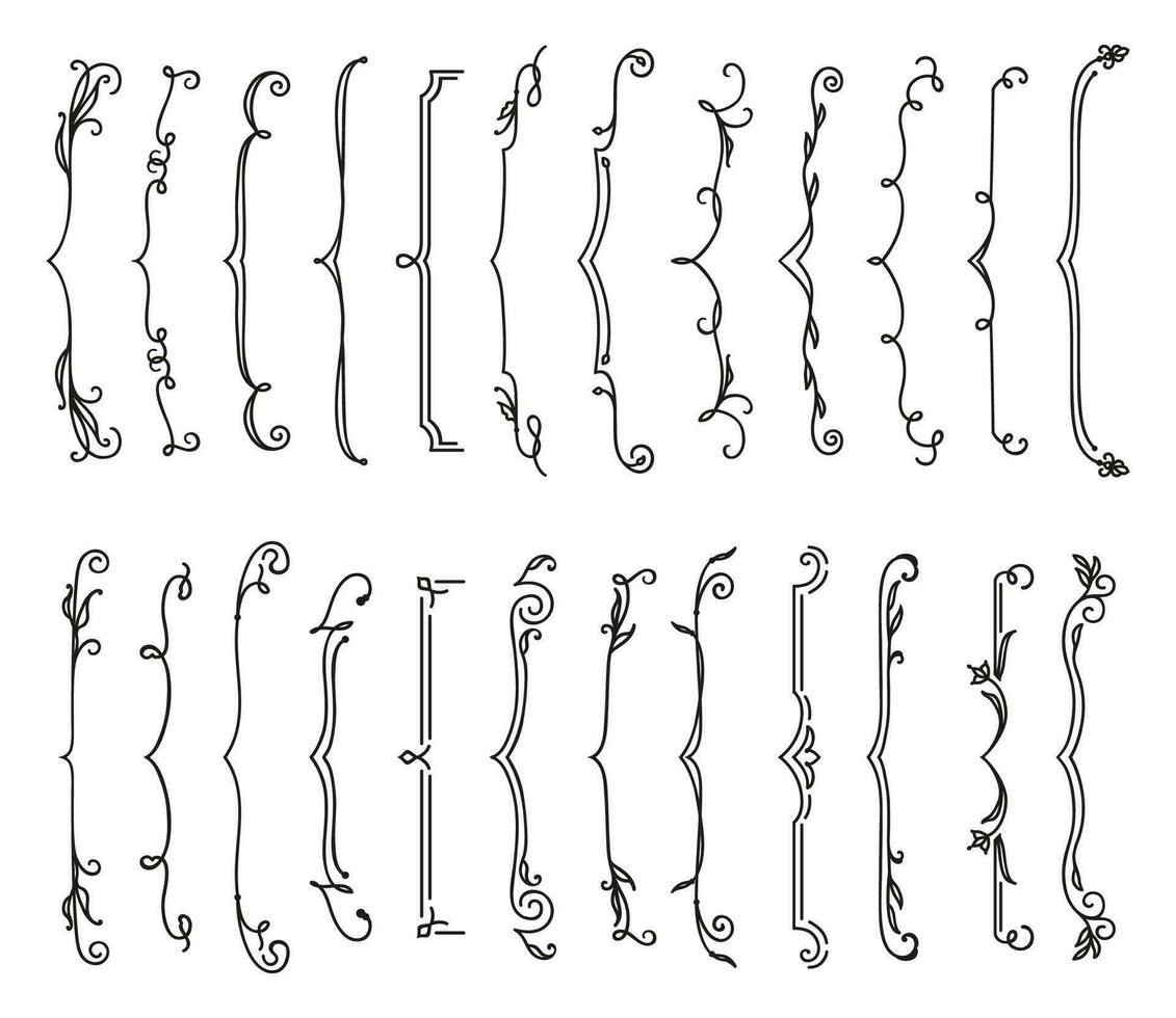 Boda floral paréntesis fronteras, contorno flechas vector