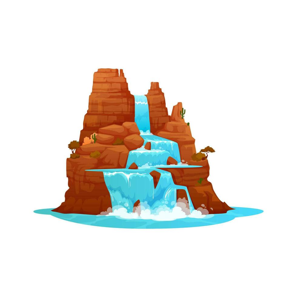 dibujos animados salvaje Oeste cascada y agua cascada vector