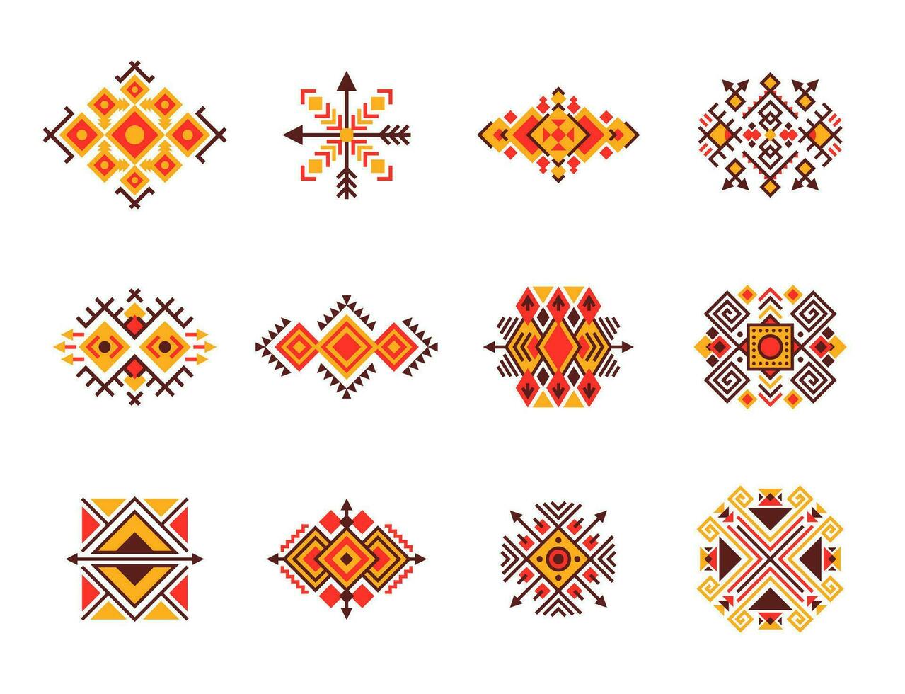 Mexican tribal motif patterns ethnic line ornament vector