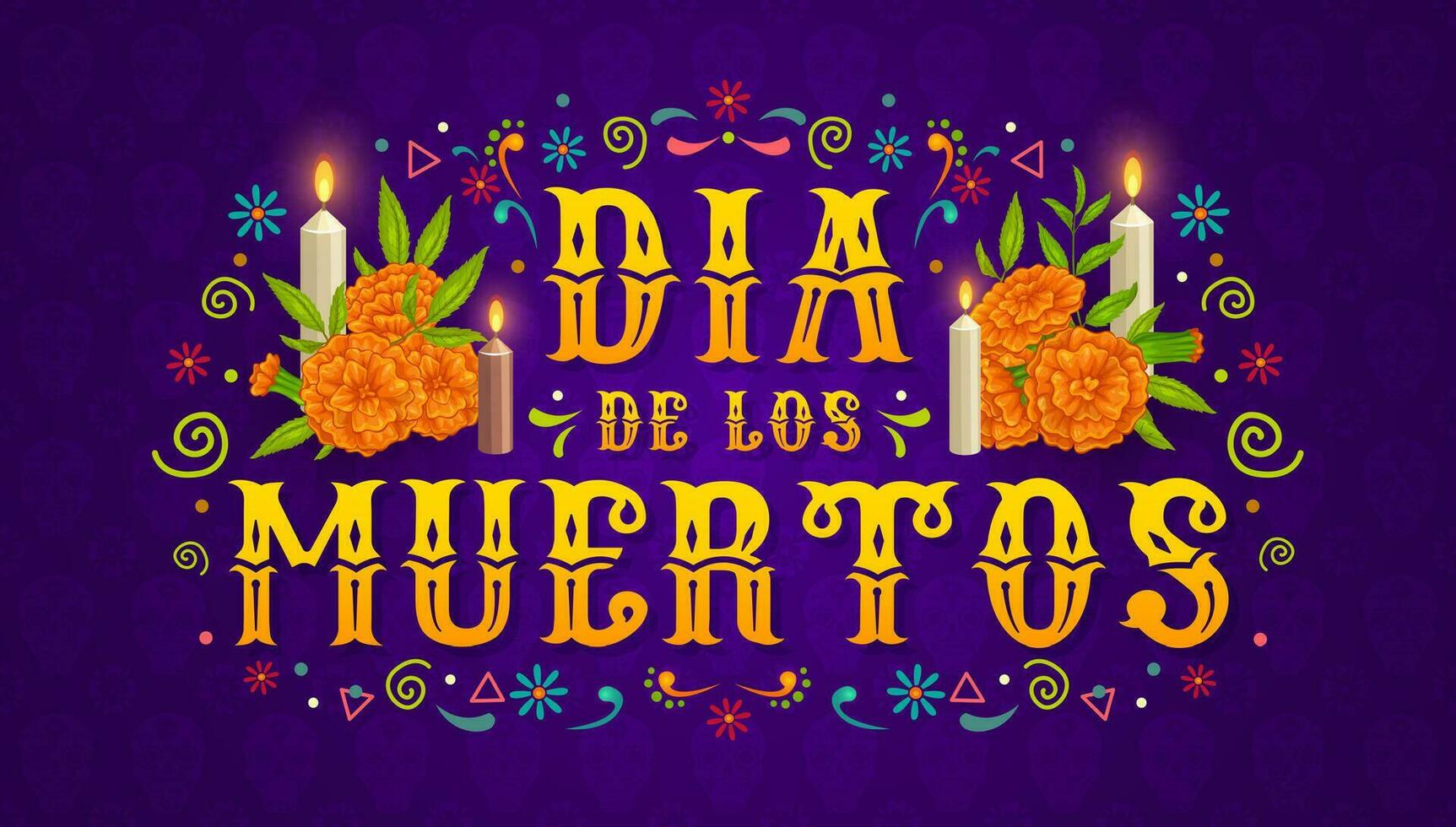 Day of the Dead banner with marigold and candles vector