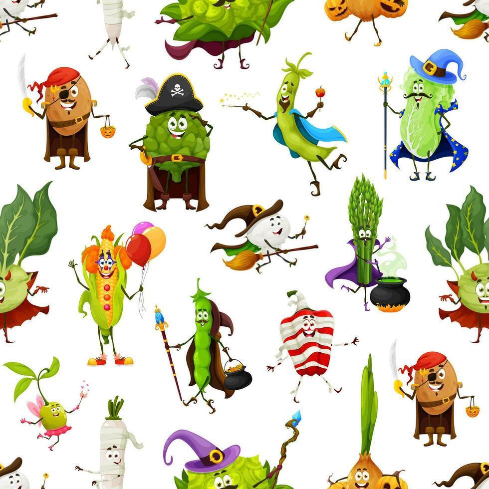 dibujos animados vegetal caracteres sin costura modelo vector