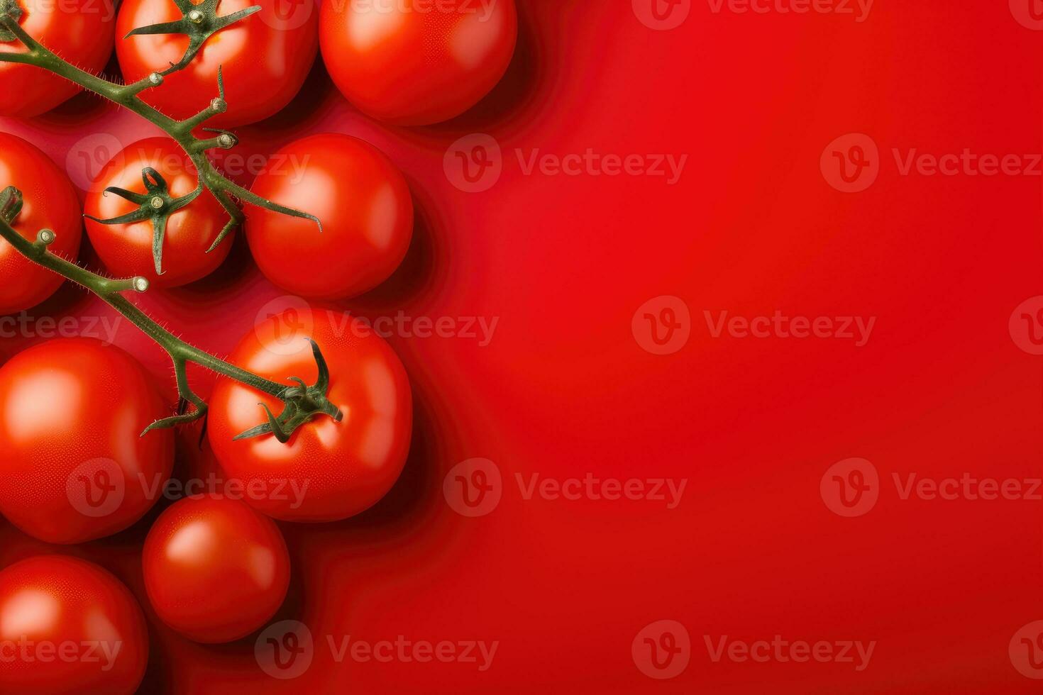 Tomatoes on dark background, top view. AI Generated photo