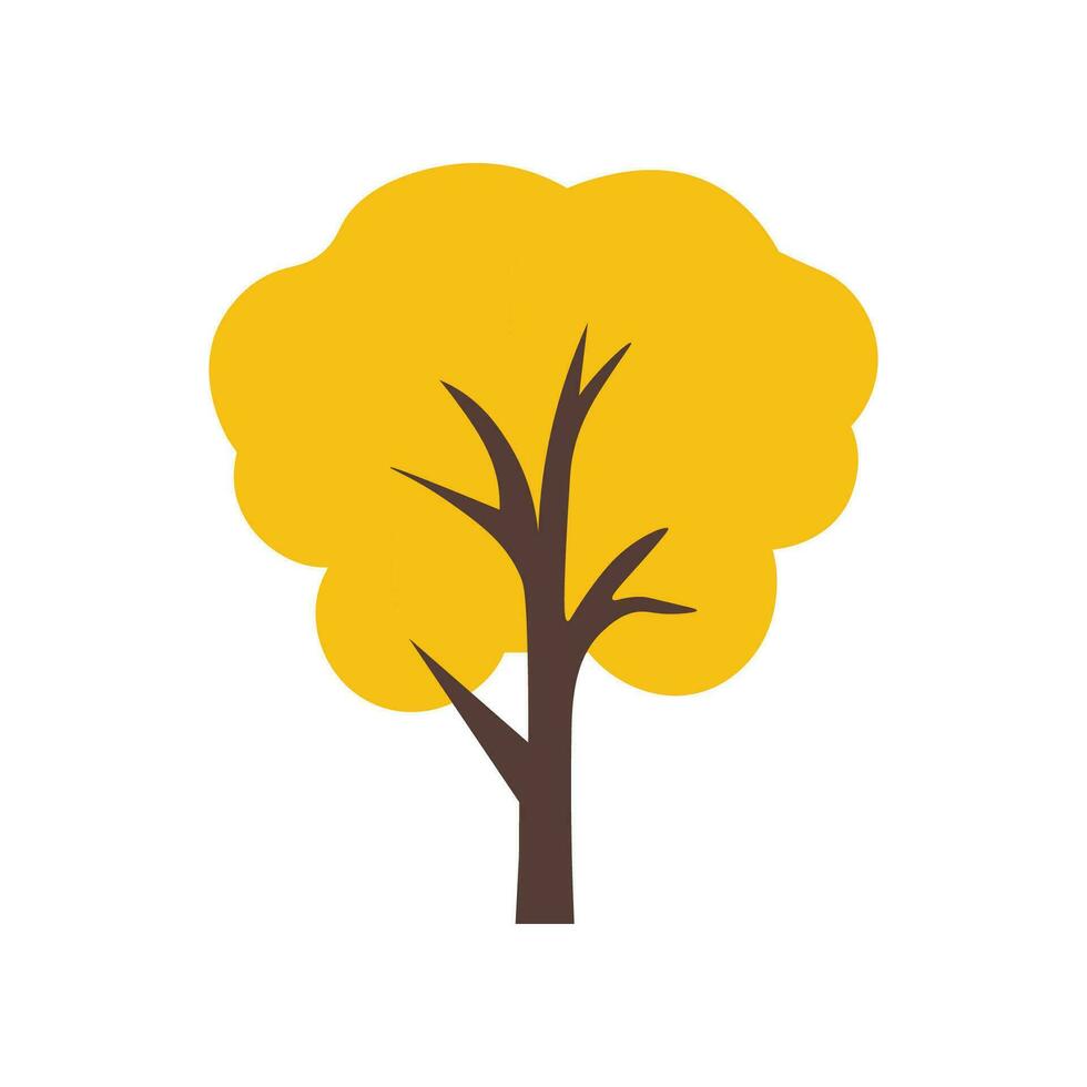 Yellow Autumn Tree Simple Flat Icon. Suitable for design of websites, postcards, books, patterns and other purposes vector