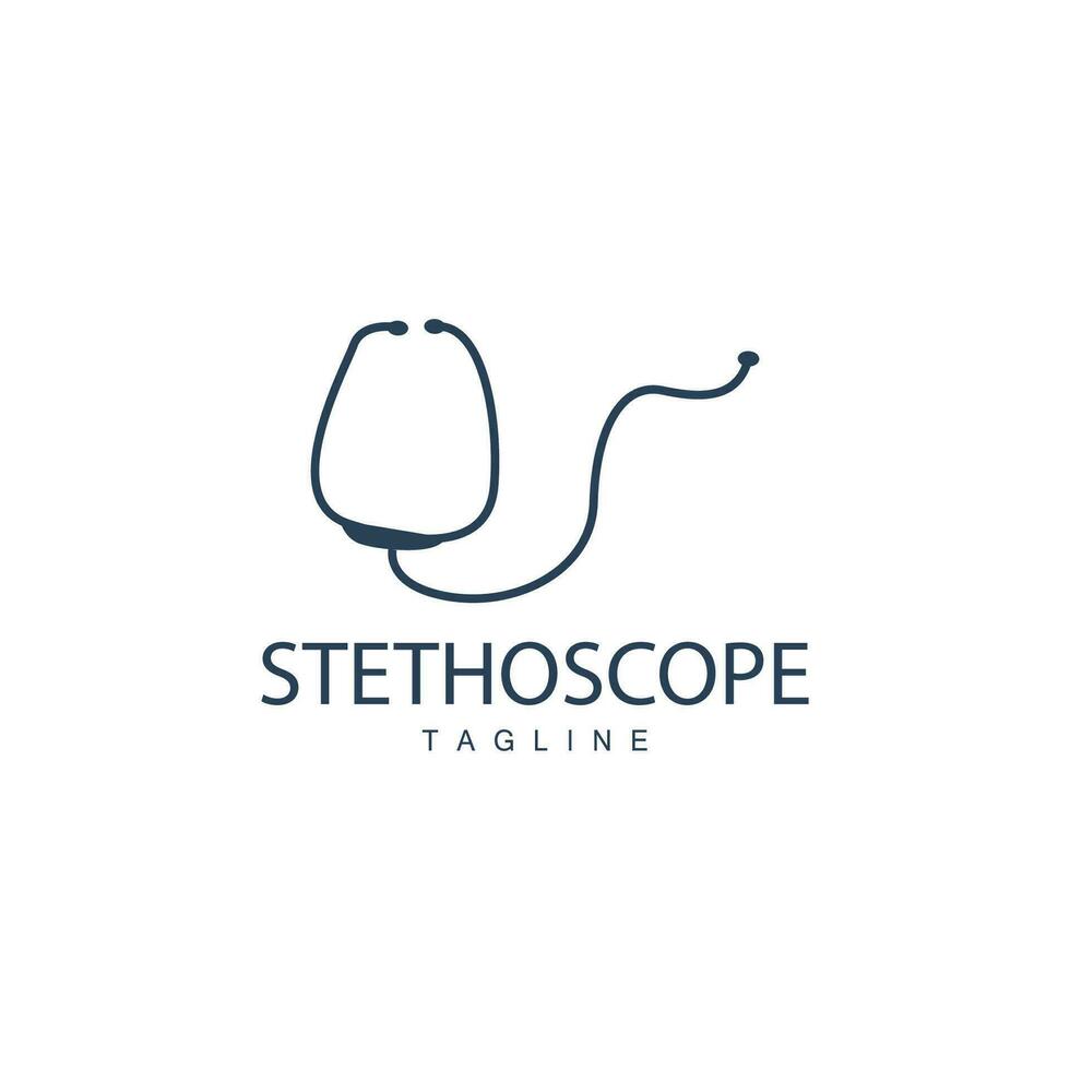 estetoscopio logo, salud médico diseño sencillo línea vector símbolo ilustración