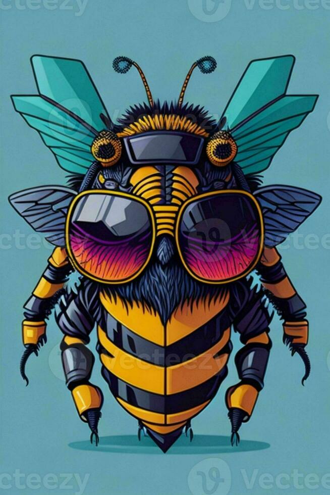 A detailed illustration of a Bee for a t-shirt design, wallpaper and fashion photo