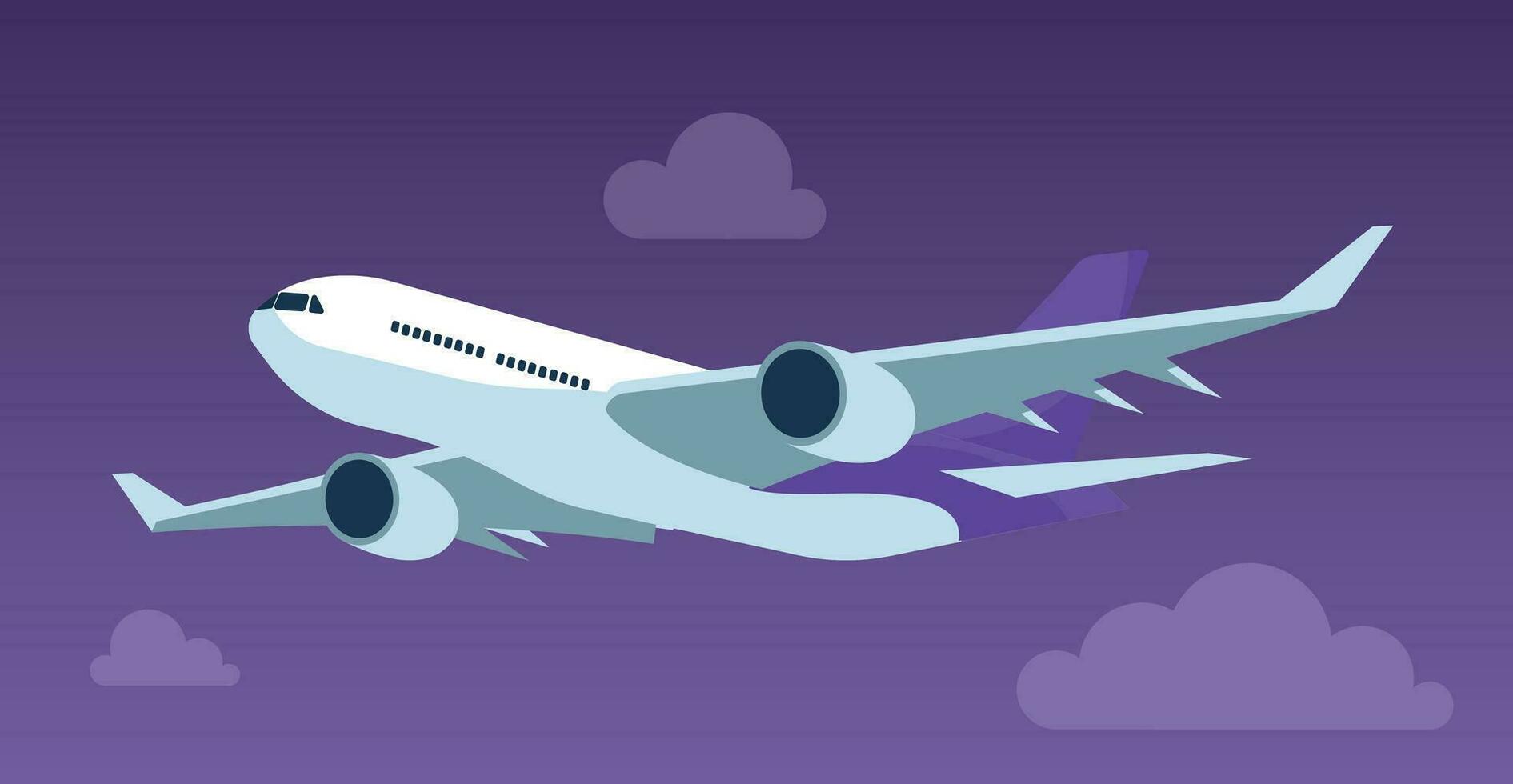 A passenger plane flies in the sky vector