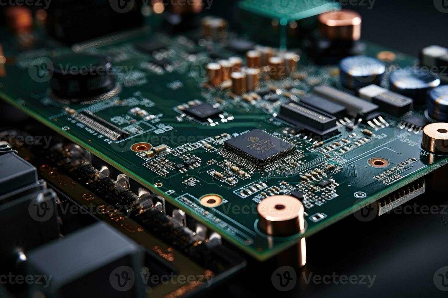 microchip for computer on dark background, AI Generative photo