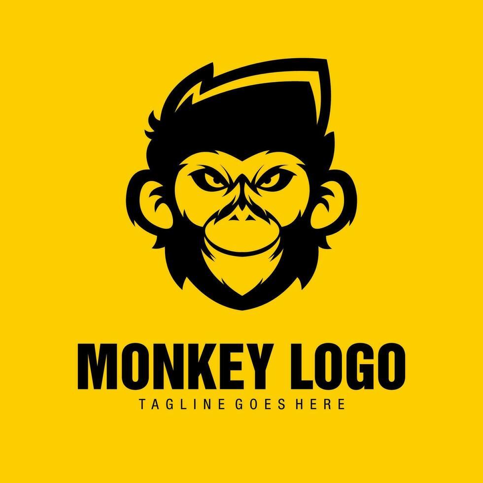 cara de miedo mono vector logo en amarillo antecedentes