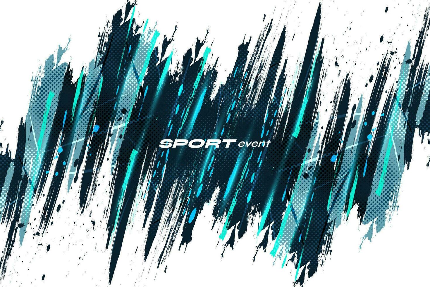 Abstract Brush Background with Halftone Style. Sport Background with Blue Brush. Scratch and Texture Elements For Design vector