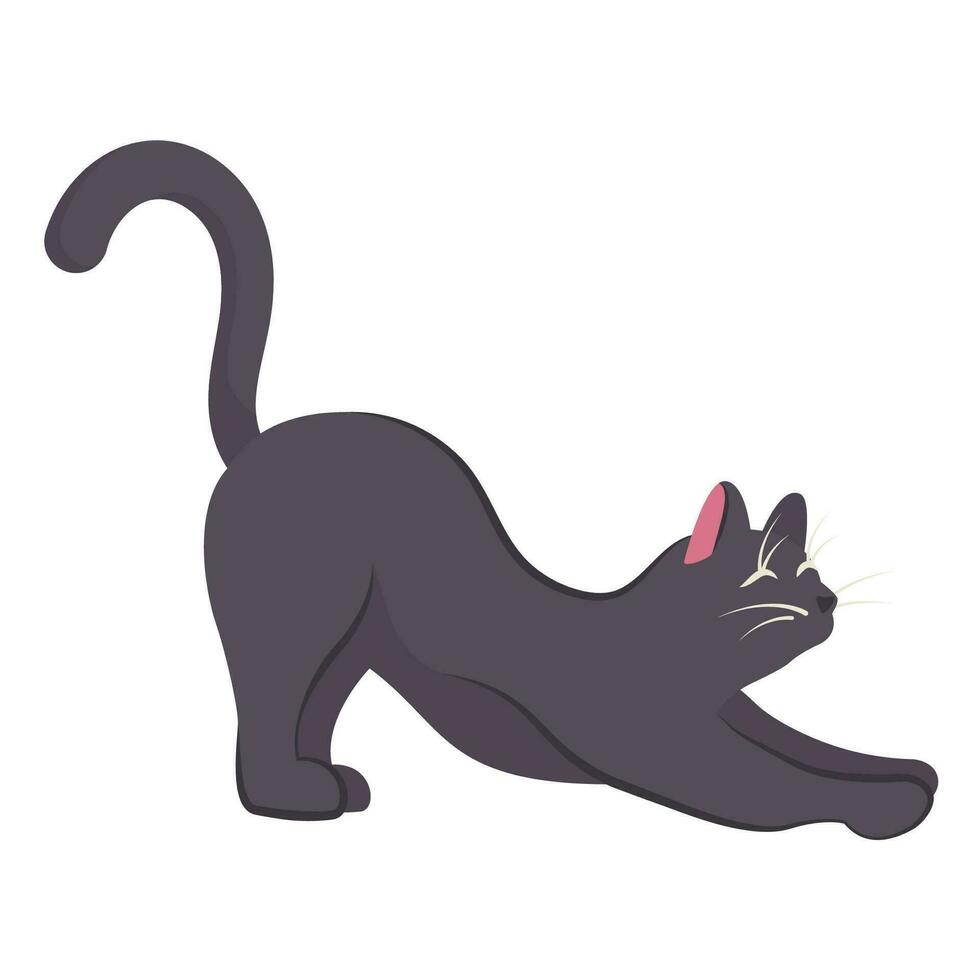 garabatear mano dibujado negro gato aislado. silueta de joven juguetón mascota de cerca. fantasía magia personaje para decoración Víspera de Todos los Santos fiesta, día festivo, celebracion diseño. vector plano ilustración