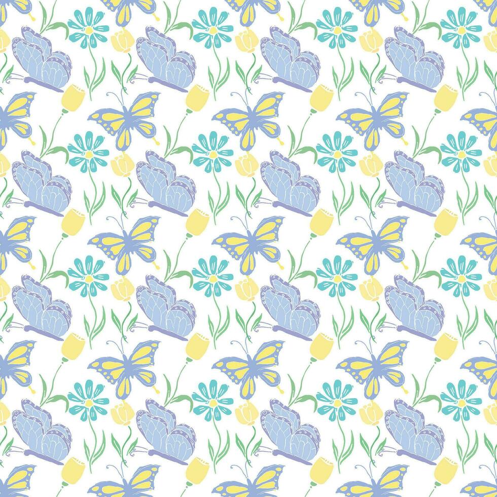 Seamless butterfly pattern. Drawn butterfly background vector