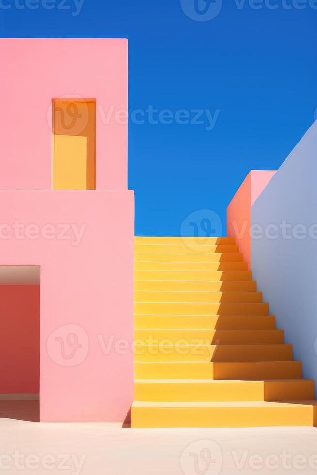 Colorful buildings minimal abstract design, photo