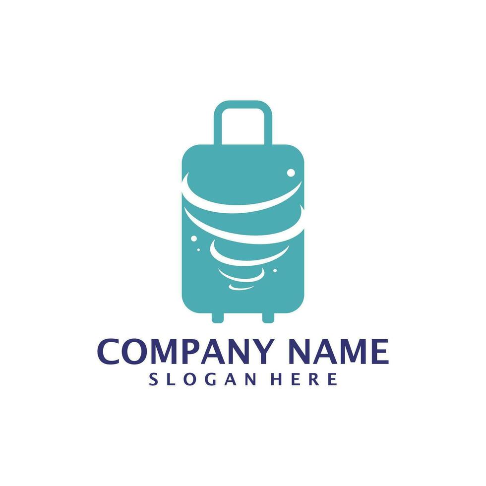 Tornado with Suitcase logo design vector. Suitcase logo design template concept vector