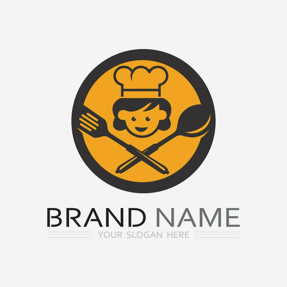 KITCHEN AND CHEF LOGO FOOD ICON RESTO AND CAFE DESIGN VECTOR GRAPHIC ILLUSTRATION