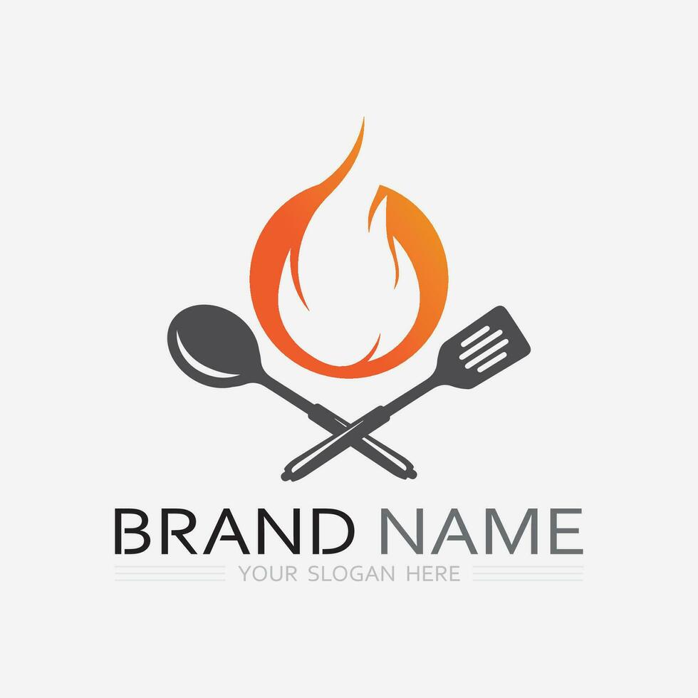 KITCHEN AND CHEF LOGO FOOD ICON RESTO AND CAFE DESIGN VECTOR GRAPHIC ILLUSTRATION